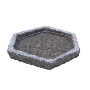 Sekskantet fuglebad i rosa granit
